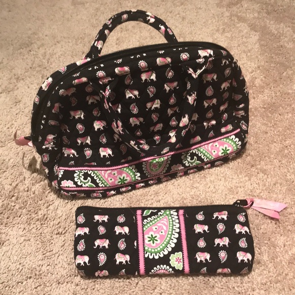 Vera Bradley Handbags - Vera Bradley pink elephant handbag & Zip pouch